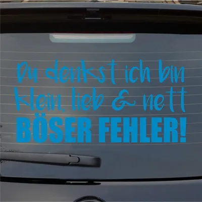 Produktbild von Heckscheibenaufkleber Denkst ich bin klein lieb nett Böser Fehler 54x54 cm Hellblau Auto Aufkleber Sticker