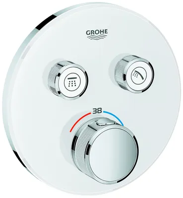 Immagine prodotto di Grohe Grohtherm SmartControl Thermostat avec deux vannes d'arrêt, rosace murale ronde, blanc lune, 29151LS0, 29151LS0