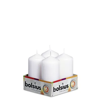 Obrázok produktu pre Sviečky na stĺpik Bolsius biele 100/48mm 4er