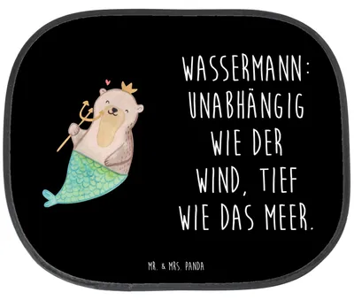 Produktbild von Mr. & Mrs. Panda Autoscheiben Sonnenschutz Wassermann Astrologie - Schwarz - Geschenk, Seitlicher, Geburtstagsgeschenk, für Auto, Sternzeichen, Fenster, autofenster