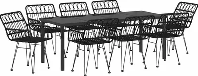 Image de vidaXL Ensemble de jardin 9 pcs noir Acier revêtu par poudre