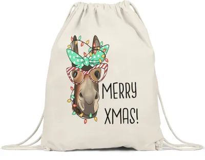Produktbild von Merry Xmas Turnbeutel Gymsack  Weihnachten Merry Christmas Frohe Weihnachten Weihnachtszeit Heilig Abend