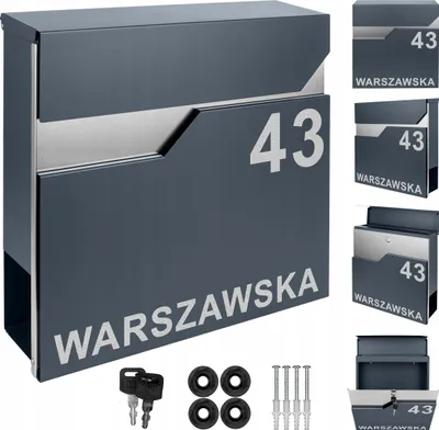 Obrázek produktu pro Poštovní Schránka S Adresou A Číslem Domu – Personalizovaná, Vzory, Antracitová