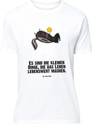 Produktbild von Mr. & Mrs. Panda Größe XL T-Shirt Stinktier Ball - Weiß - Geschenk, Shirt, Tshirt, Raubtier, Weisheit, Wildtier, Stinki, mit Spruch, Skunk