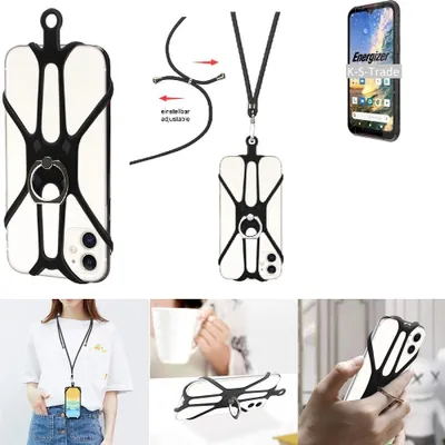 Produktbild von K-S-Trade 3in1 Handykette Handyband Handykordel Halsband Smartphone-Ring Handy-Ring kompatibel mit Energizer Hard Case H620S Fingerhalterung Handyring