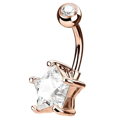 Produktbild von Taffstyle Bauchnabelpiercing Bauchnabelpiercing Banane Schmuck Stecker Stern Strass Kristall, Rosegold | Clear / 7mm