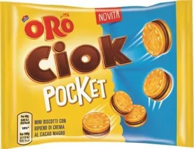Produktbild von Oro Ciok Pocket Mini Kekse gefüllt mit fettarmer Kakaocreme - 20x40g