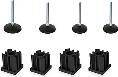 Produktbild von M10x90-Zinkfuß mit 100 mm, Sockel + Einsätze 30x30x1,5 mm – 4er-Set