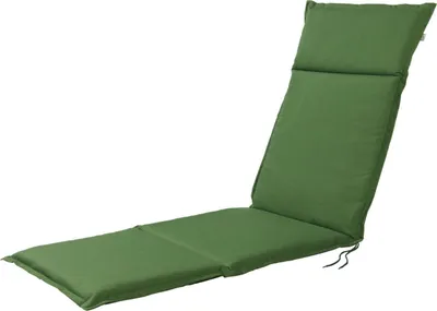 A green chaise lounge cushion on a white background.