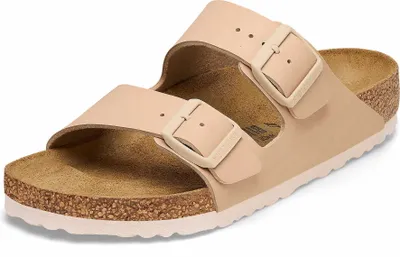 A single Birkenstock Arizona slipper is shown from a slightly elevated side angle against a white background.