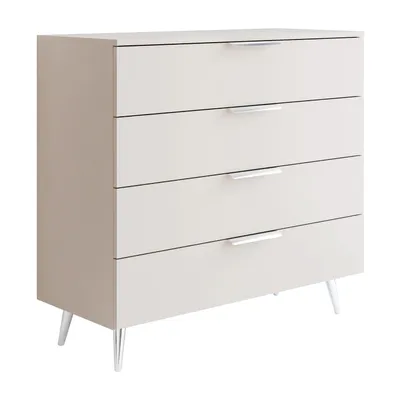 Produktbild von Kommode LINA KASZMIR 1D4S auf hohen Beinen Silberchrom/Kaschmir mit LED-Beleuchtung, Breite 95 cm