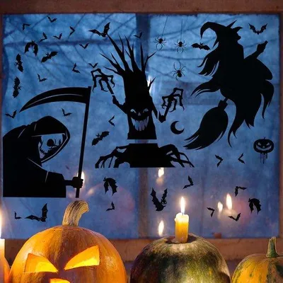 Produktbild von Schreckliche Halloween-Fensterdekor mit 9 Aufklebern
