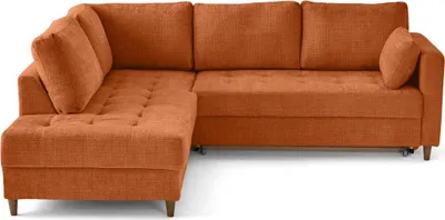 Image de Lisa Design Anna - canapé d'angle gauche 5 places convertible en velours texturé , Rouille