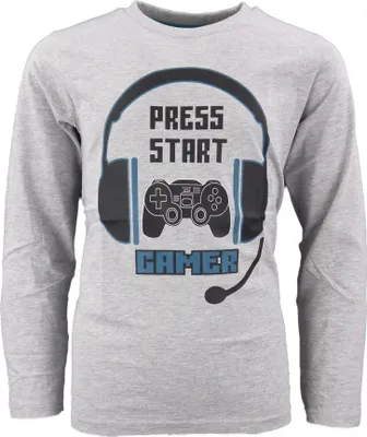 Produktbild von Gamer Jungen Kinder langarm Shirt – Grau / 116
