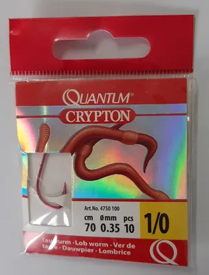 Produktbild von Quantum Hakengröße 1/0 Crypton Tauwurm Vorfachhaken rot Vorfach: 70cm Vorf.-Schn. Ø 0,35mm