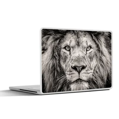 Produktbild von MuchoWow® Laptop Aufkleber Sticker Cover Löwe - Wild - Schwarz - Weiß 25x18 cm - Laptop-Deko
