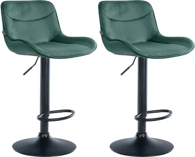 Produktbild von 2er Set Barhocker Vonore Samt schwarz grün