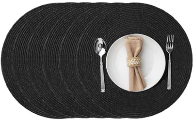 Productafbeelding van Ronde placemats - 6 stuks - 38 x 38 cm - Water- en olieafstotende placemats - Wasbaar en hittebestendig - Boho-stijl - Geschikt voor keuken en eetkamer