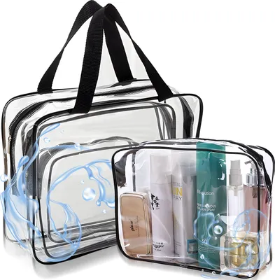 Produktbild von Kulturbeutel Transparent, 3 Stück, Flugzeug, Kosmetiktasche Wasserdicht, Schminktasche, Reiseset, Kulturbeutel, für Männer, Frauen, Kinder Retoo