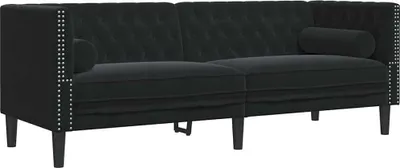 Image de vidaXL Canapé noir 194 x 74,5 x 70,5 cm velours