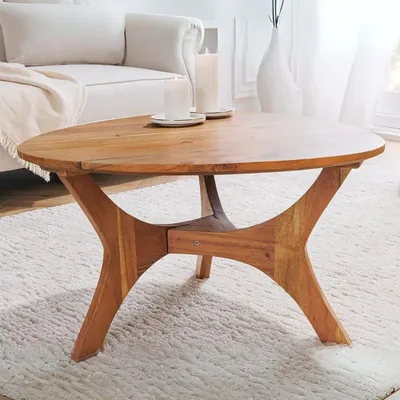 Produktbild von Design Couchtisch BELLEZA 70cm Akazie Brown Nierentisch