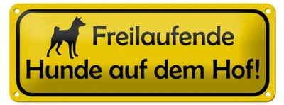 Produktbild von Blechschild Warnung 27x10cm Vorsicht freilaufende Hunde