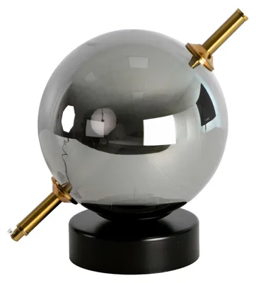 Image de Lampe de table en verre fumé gris avec effet miroir et en acier noir, modèle 8090