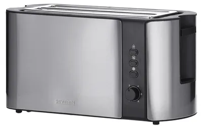 Productafbeelding van SEVERIN 2590 Automatische lange broodrooster - 4 sleuven, roestvrij staal/zwart