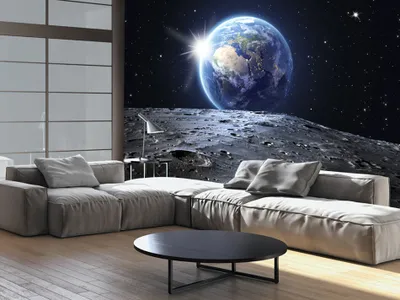 Produktbild von Vlies Fototapete 400x280 cm Tapeten Wandtapete XXL Kosmos Mond Erde f-A-0274-a-a
