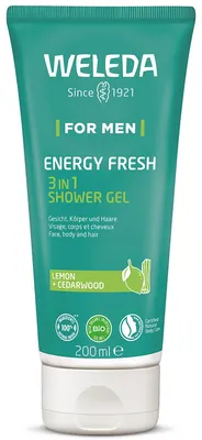 Zdjęcie produktu dla Weleda Energy Fresh, Żel pod prysznic, 200 ml, Dorośli, Mężczyźni, Ciało, twarz i włosy, Drzewo cedrowe
