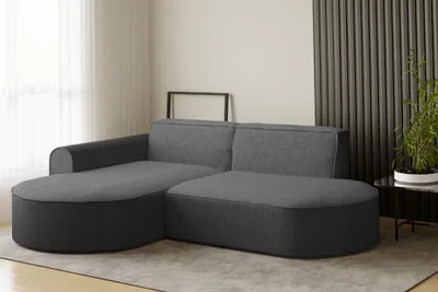 Produktbild von Ecksofa Designersofa BONDY in Stoff Neve Dunkelgrau Ottomane Links