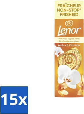 Produktbild von Lenor – Duftverstärker – Amber & Orchidee – Non-Stop-Frische – 19 Wäschen - Vorteilspack - 15 Stücke