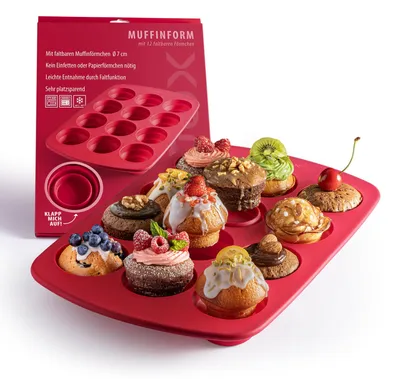 Muffinvorm, 12 Stück, Ø 7 cm, antihaftbeschichtet, rot