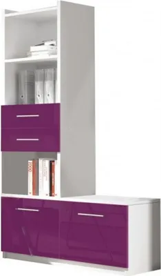Image de Étagère Armoire Bibliothèque pour chambre d'enfant Chambre d'adolescent Blanc Violet brillant