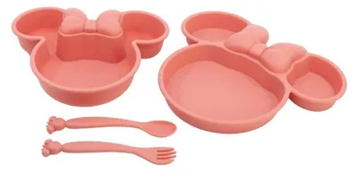 Image de Disney Minnie Mouse Set de vaisselle pour enfants 4 pièces - Assiette, bol & couverts en boîte cadeau