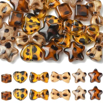 Imagen del producto de Solidchoice - 30 cuentas de acrílico impresas con estampado de leopardo para la creación de joyas