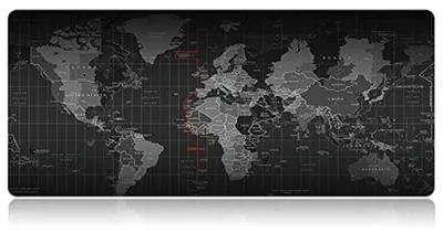 Image de Tapis de souris gaming, motif carte du monde, 90 x 40 cm, base antidérapante en caoutchouc naturel, idéal pour le bureau