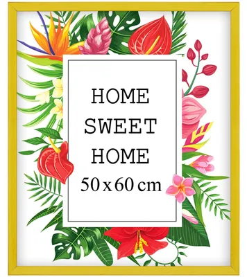 Obrázok produktu pre MG Design Žltý rám na obrázky 50 x 60 cm – Vyrobený z prírodného dreva s akrylovým sklom, určený na zavesenie aj na postavenie, vhodný na fotografie, plagáty a puzzle