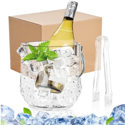 Acryl-Eiskübel 1,1 L mit Zange, Champagnerkühler, transparent