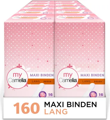 Produktbild von Camelia Maxi Binden Lang, 16 x 10 (160 Stück Damenbinden)