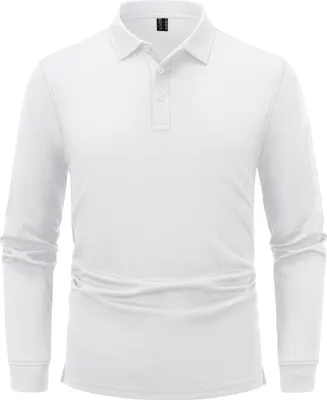 Obrázok produktu pre Pánske golfové polo tričko s dlhým rukávom, taktické, štýlové, ľahké, biele, 3XL
