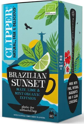 HERBATKA YERBA MATE Z MIĘTĄ I LIMONKĄ (BRAZILIAN SUNSET) BIO (20 x 2 g) 40 g - CLIPPER