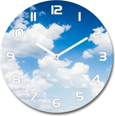 Produktbild von Wanduhr aus Glas 30fi Glasbild Glasuhr Gehärtetes Glas - weisse-zeiger - Clouds in the sky