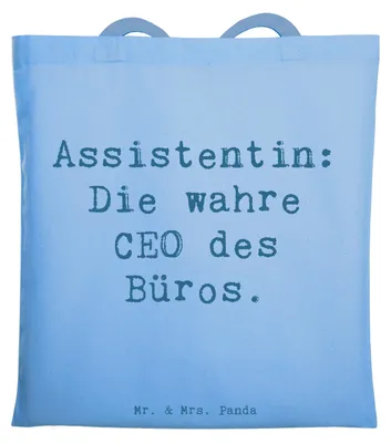 Produktbild von Mr. & Mrs. Panda Schultasche Spruch Assistentin Königin - Sky Blue - Geschenk, Beruf, Liebevoll, Tasche, Shopping, Laptoptasche, Planer, Berufsprodukte, Assistenzkraft
