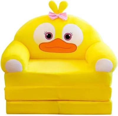 Produktbild von Kinder-Sessel, klappbar - Mit weichem, plüschigen Samtstoff - Abnehmbarer, waschbarer Bezug - 2-in-1 Kinderbank - Niedliches Design - Lichtecht - Kindersofa