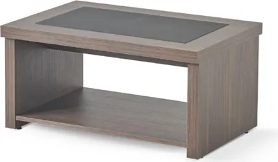 Image de Table de bureau marron et noire Table basse de luxe en bois