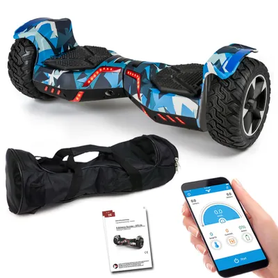 Produktbild von SUV Hoverboard 8,5 Zoll 800W Ares 8.5 - GPX-04 mit App Funktion, Bluetooth Lautsprecher, Kinder Sicherheitsmodus, Elektro Self Balance Board E-Scooter Hover Scooter - Blau/Camo