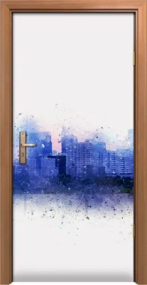 Produktbild von Türposter 90x200 cm Türaufkleber Türtapete Türfolie Klebefolie Abstrakte Stadt Gebäude Aquarellfarbe