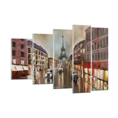 Produktbild von Bilder auf glas - Paris Turm Straße - 150x100cm - Glasbilder - Wandbilder - Kunstdruck - zum Aufhängen bereit - Wanddekoration aus Glas - Glas Bilder - Wandbild auf Glas - 5 Teile - GEG150x100-3431