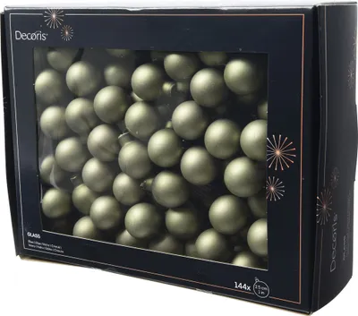 Produktbild von Weihnachtskugeln am Draht 2,5cm Glas 144 Stück - Rosmarin matt